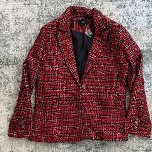 Vici Scarlet Checkered Blazer